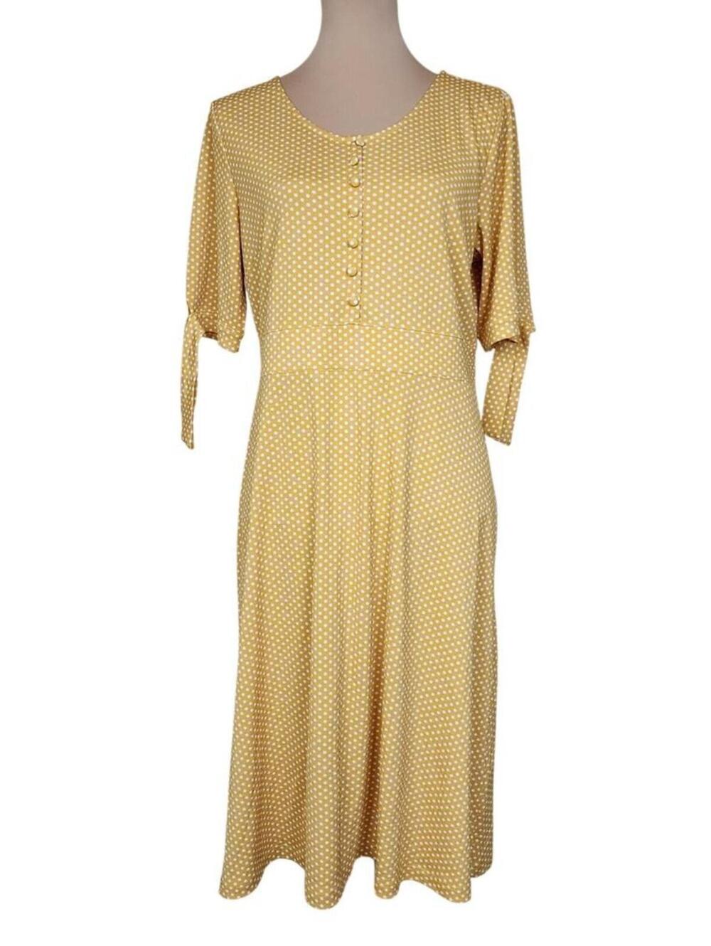 Christopher & Banks Medium Yellow Polka Dot Midi Dress